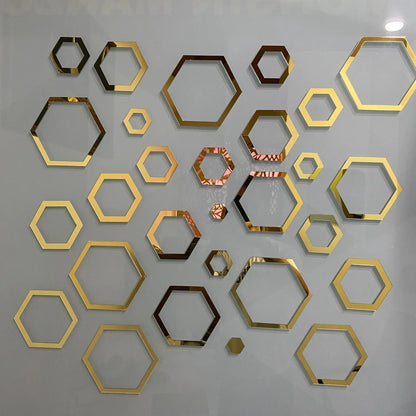 Acrylic Hexagon Ring Mirror Wall Decor