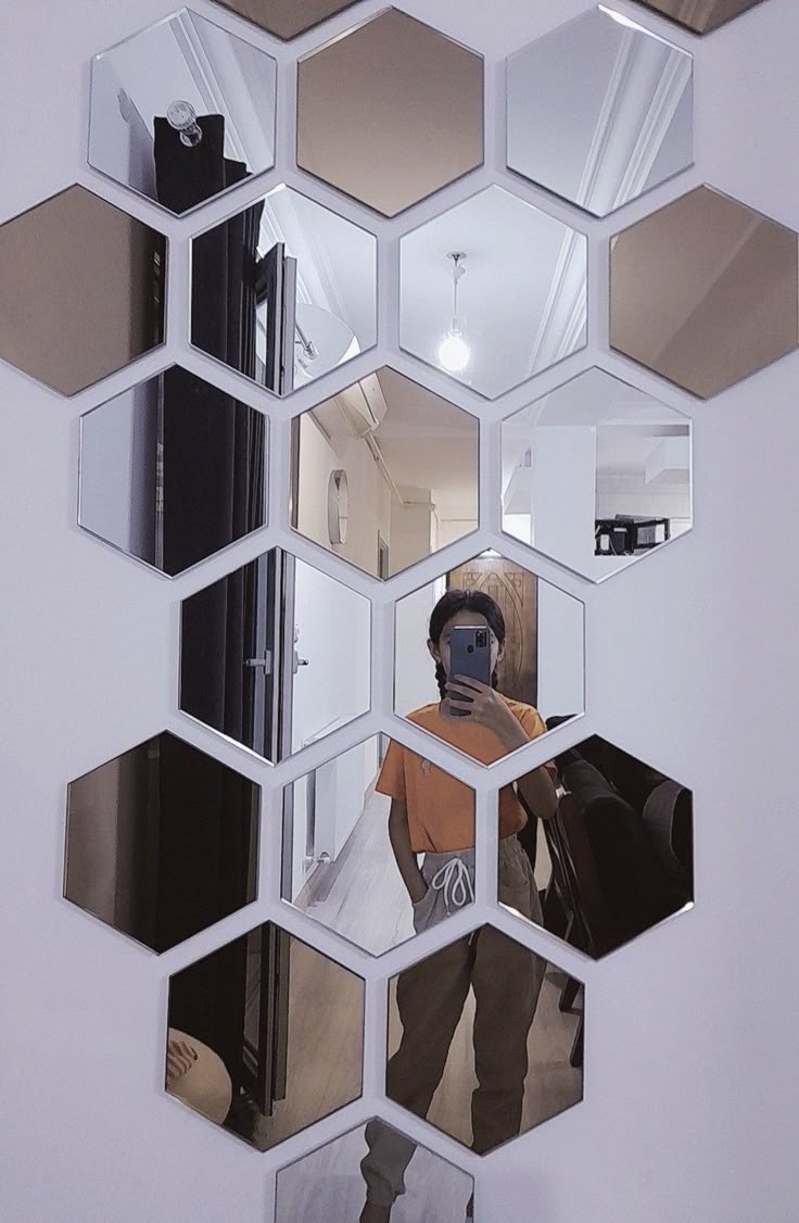 Acrylic Hexagon Wall Decor Mirror